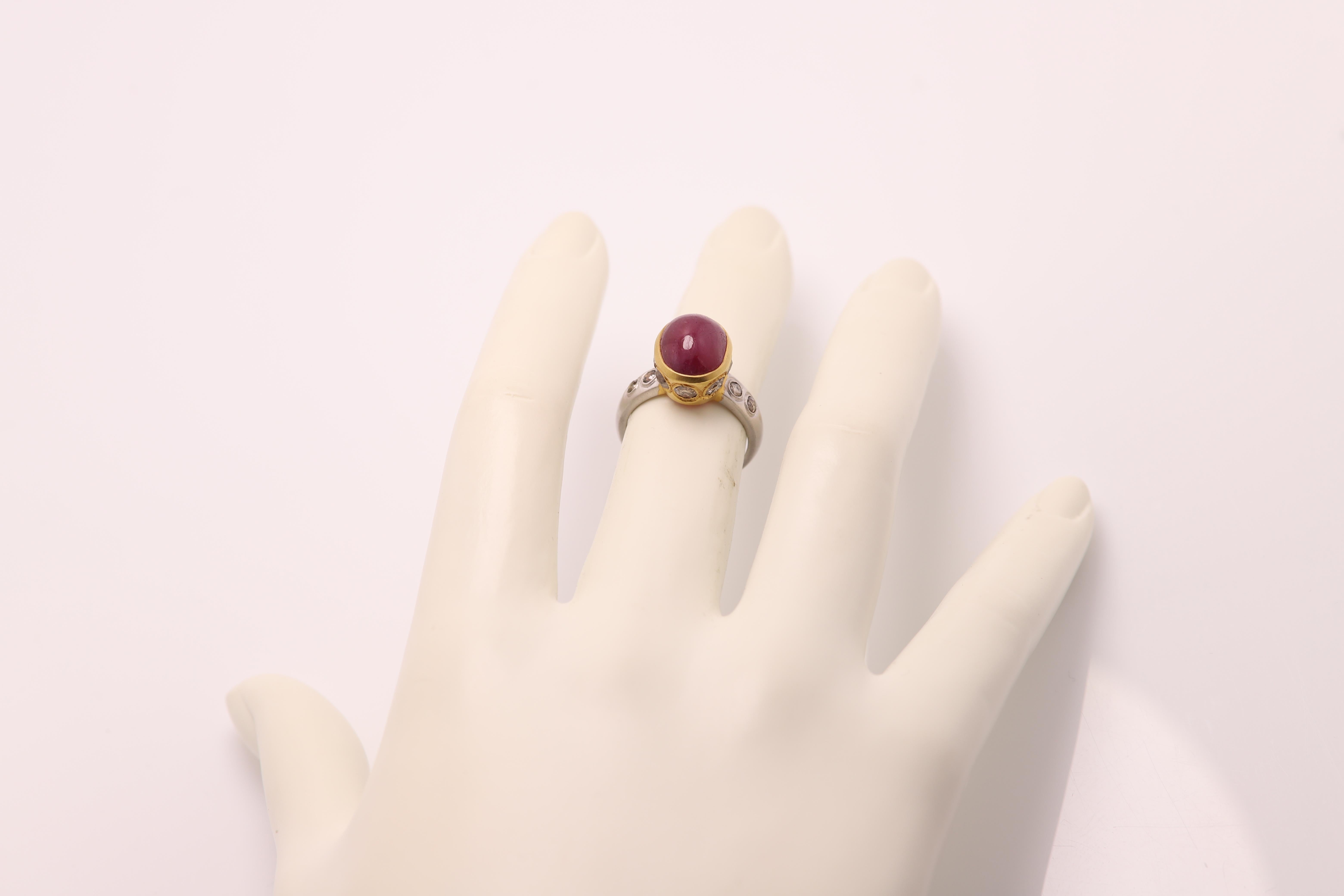 4.0 Ct Ruby Vintage Ring 18k Yellow Gold Oval Ruby & Old Cut Diamonds Ring 1