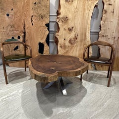 40" Diameter Custom Wooden Live Edge Coffee Table