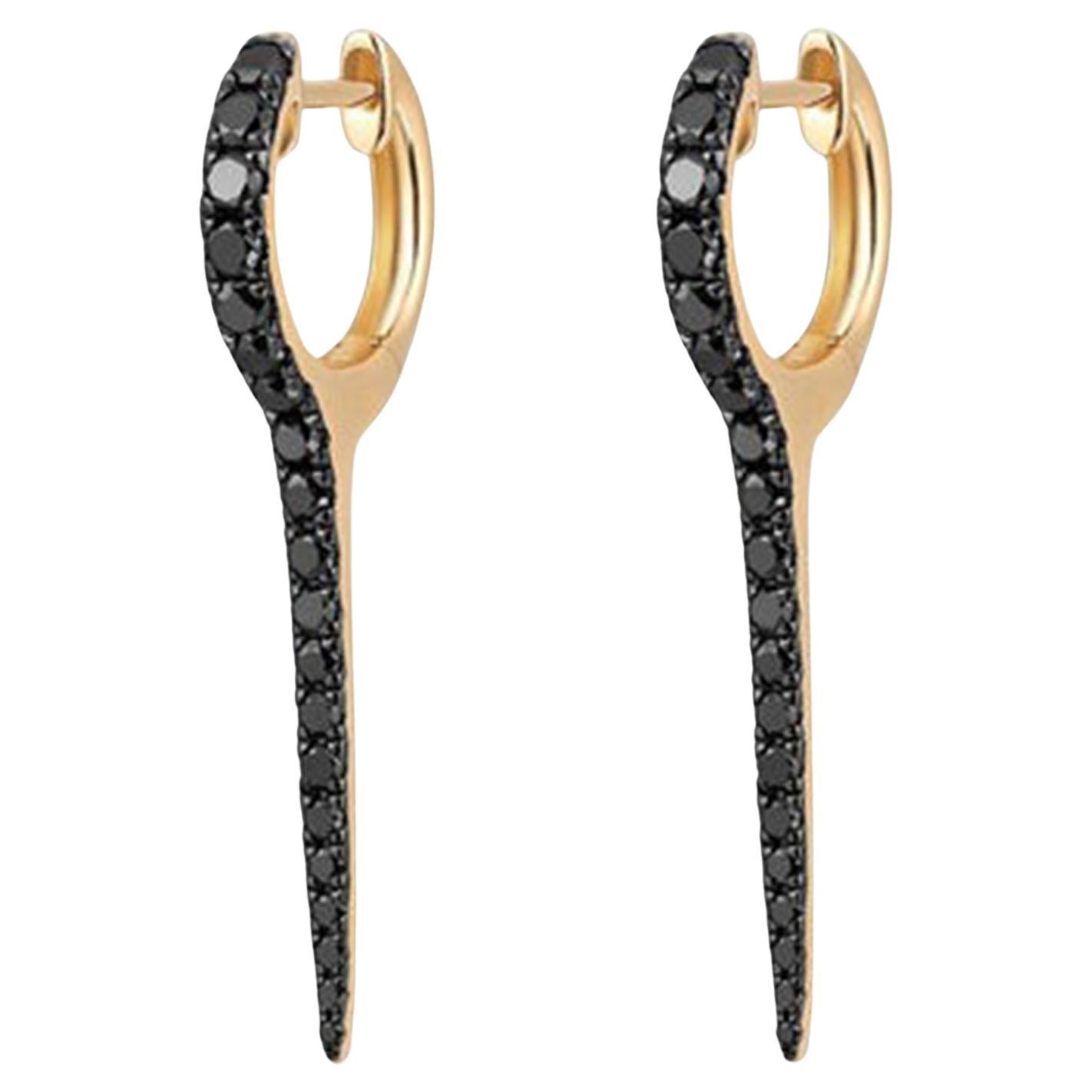 40 Diamond Black Rhodium 14K (or 18k upon request) Yellow Gold Drop Earrings