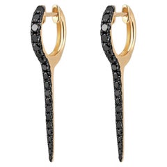 40 Diamond Black Rhodium 14K (or 18k upon request) Yellow Gold Drop Earrings