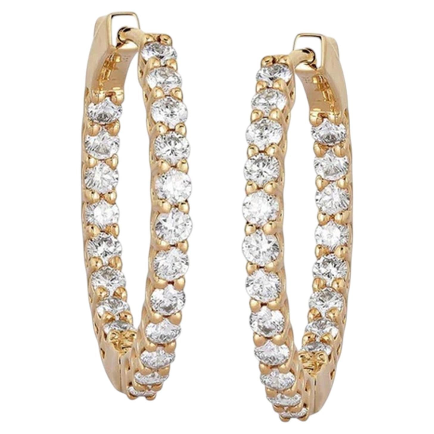 1.55ct Diamond 14K Gold Huggie Earrings For Sale