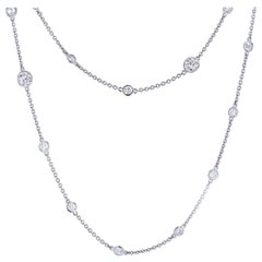 Bezel Set 5.13 Total Carat Diamond Necklace by the Yard Platinum