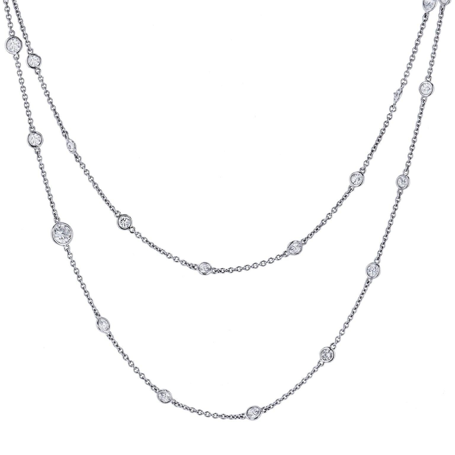 Brilliant Cut 40 Inch Diamonds by the Yard Necklace For Sale
