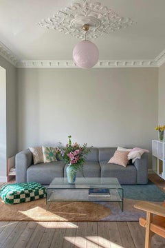 Large Murano Vintage Candy pendant soft rose pink swirl glass, made in Italy