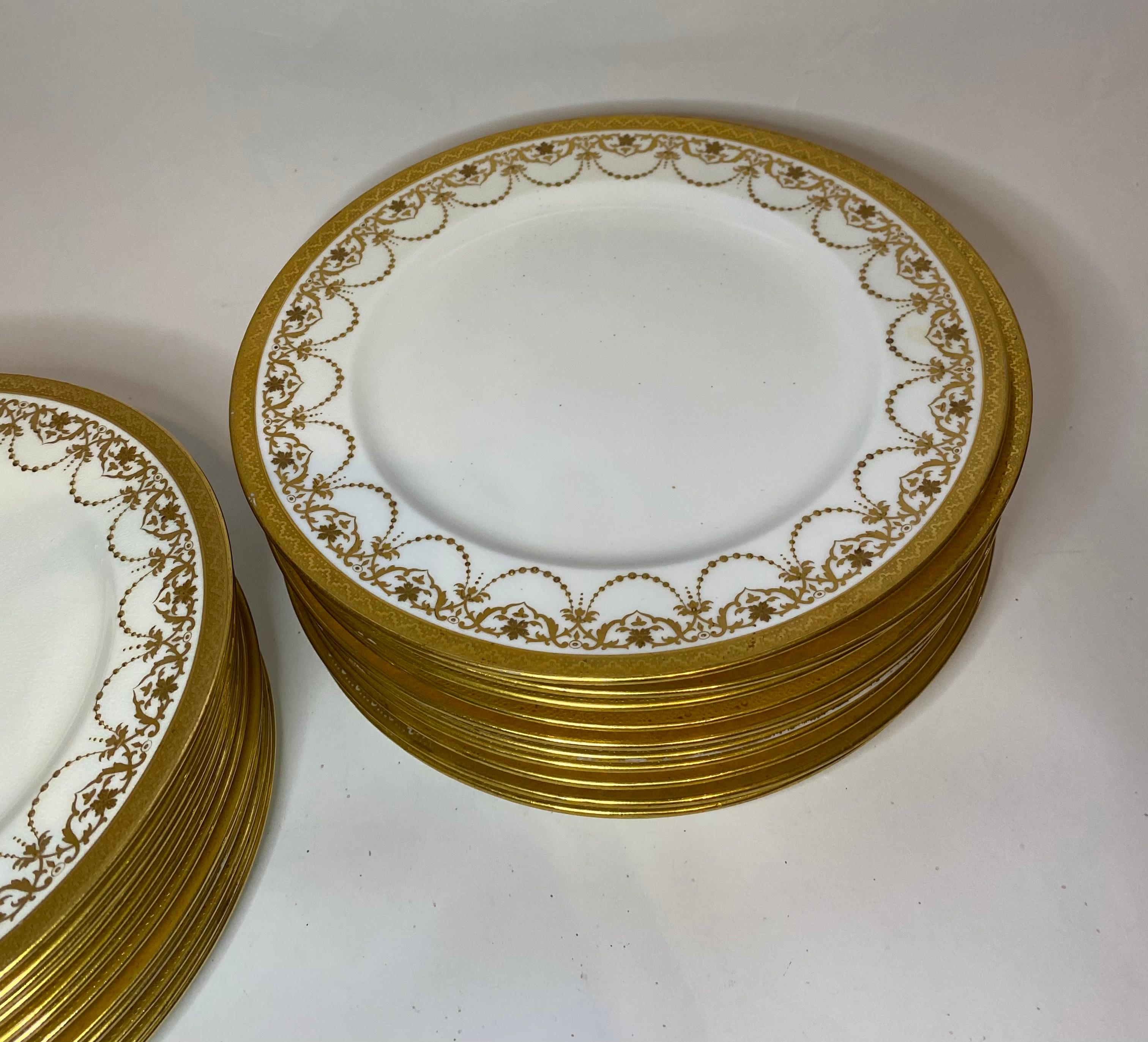 40 Piece Minton Antique Dinner Service, Raised Gilt Bead Swag Design, Circa 1900 5