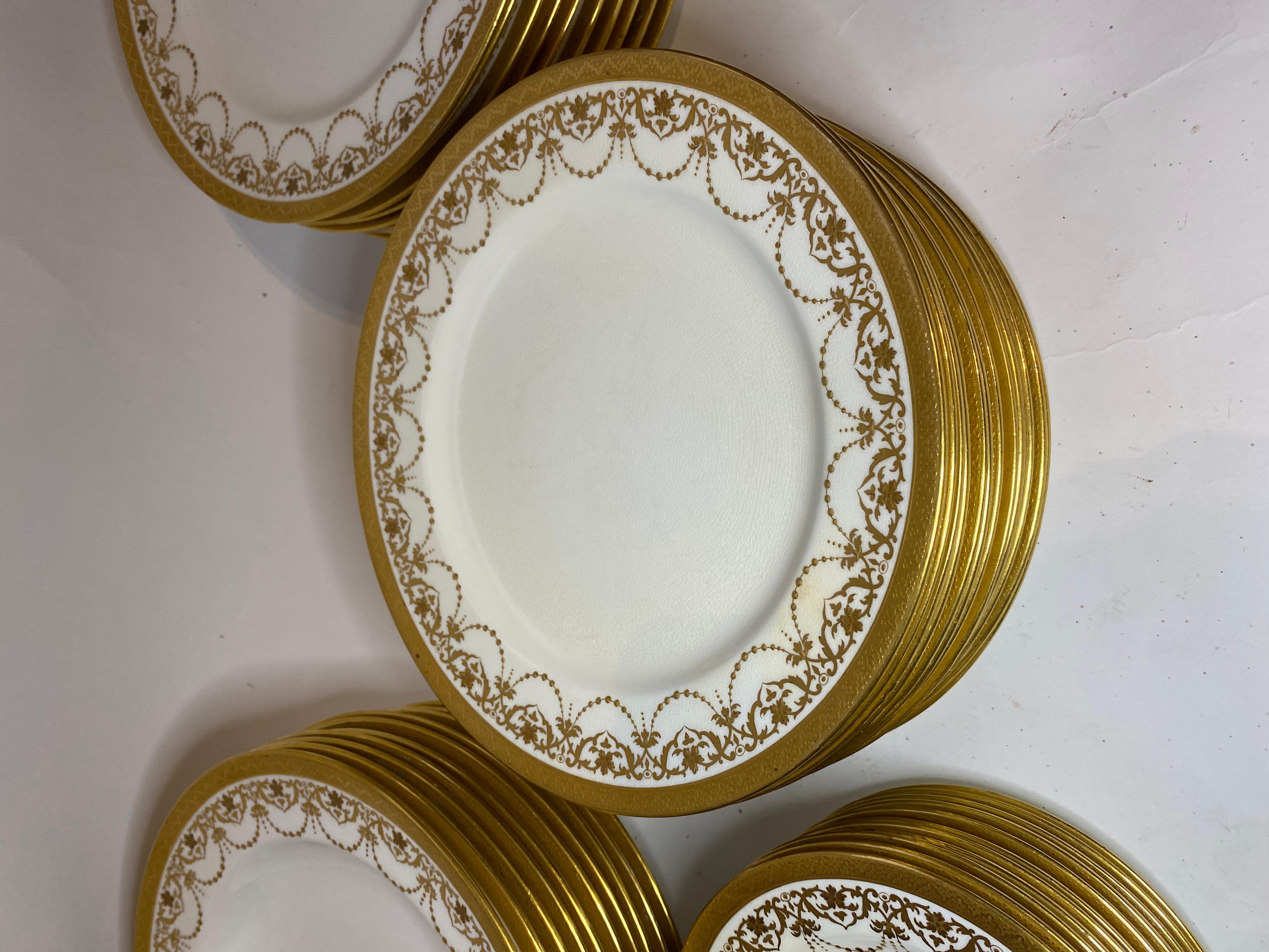 40 Piece Minton Antique Dinner Service, Raised Gilt Bead Swag Design, Circa 1900 6