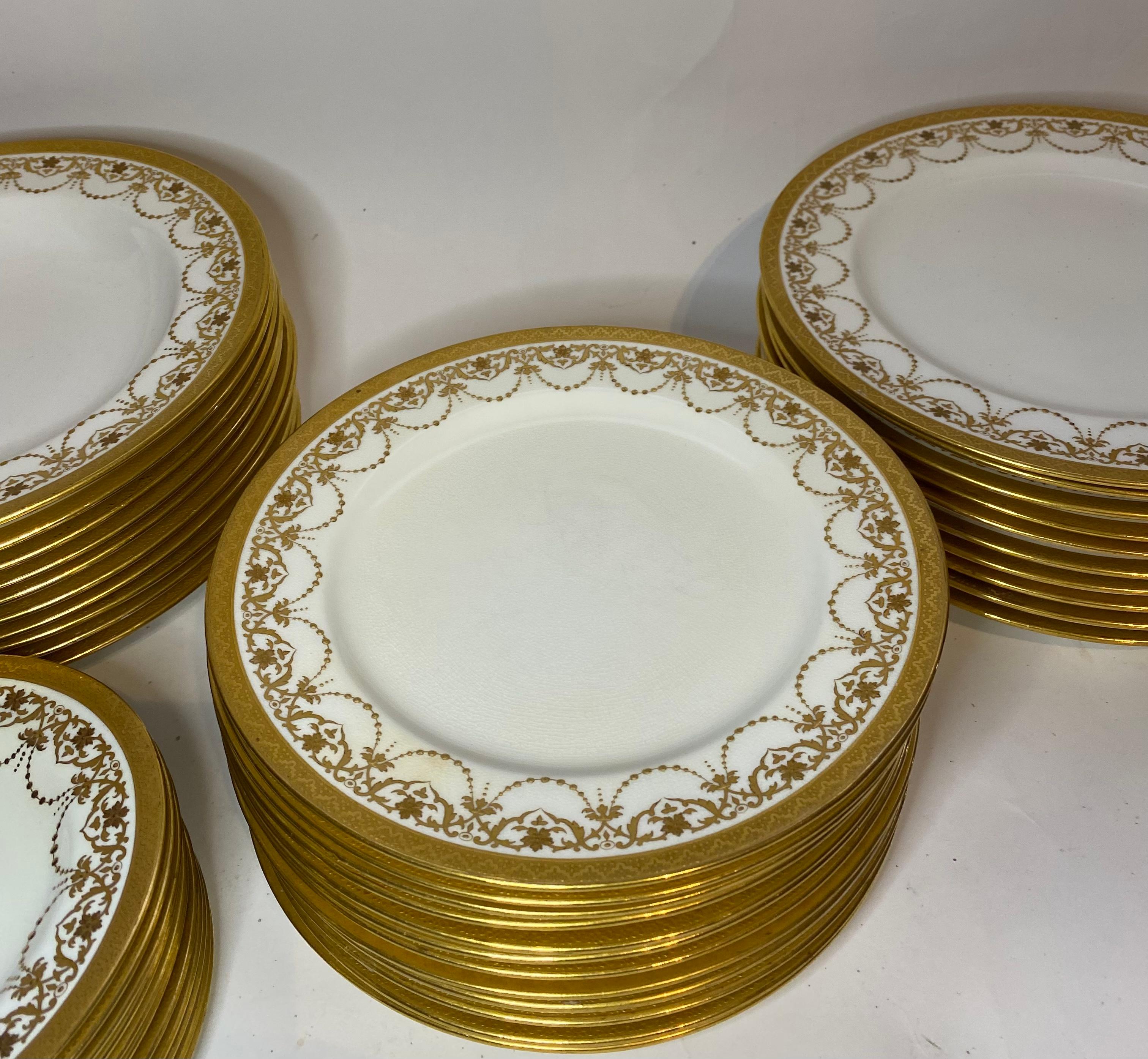 40 Piece Minton Antique Dinner Service, Raised Gilt Bead Swag Design, Circa 1900 7