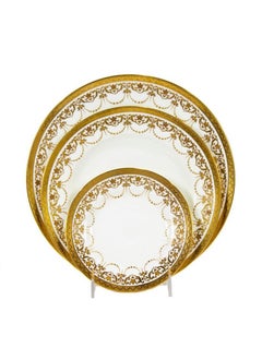 40 Piece Minton Antique Dinner Service, Raised Gilt Bead Swag Design, Circa 1900