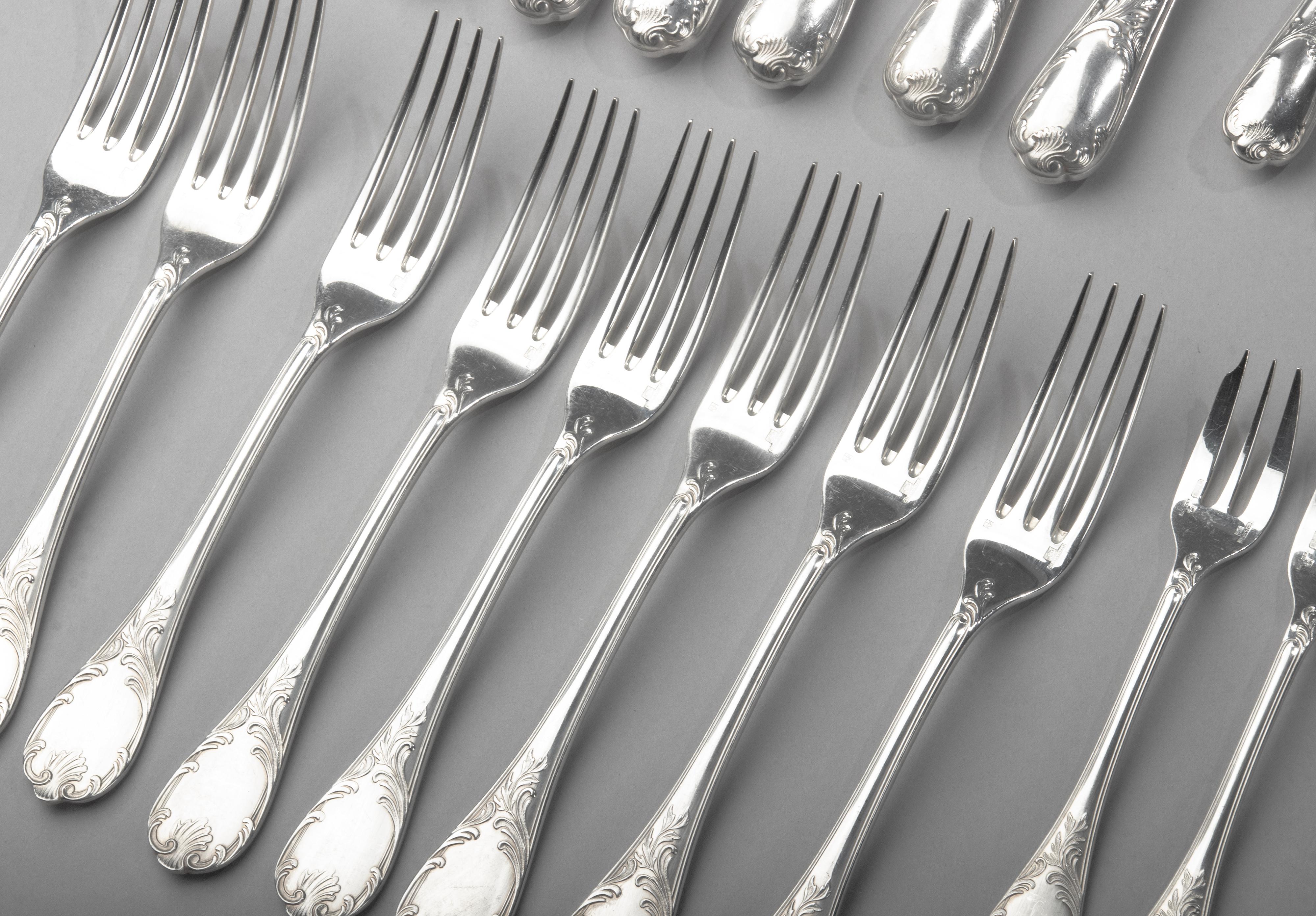 40-Piece set Silver Plated Tableware made by Christofle model Marly  7