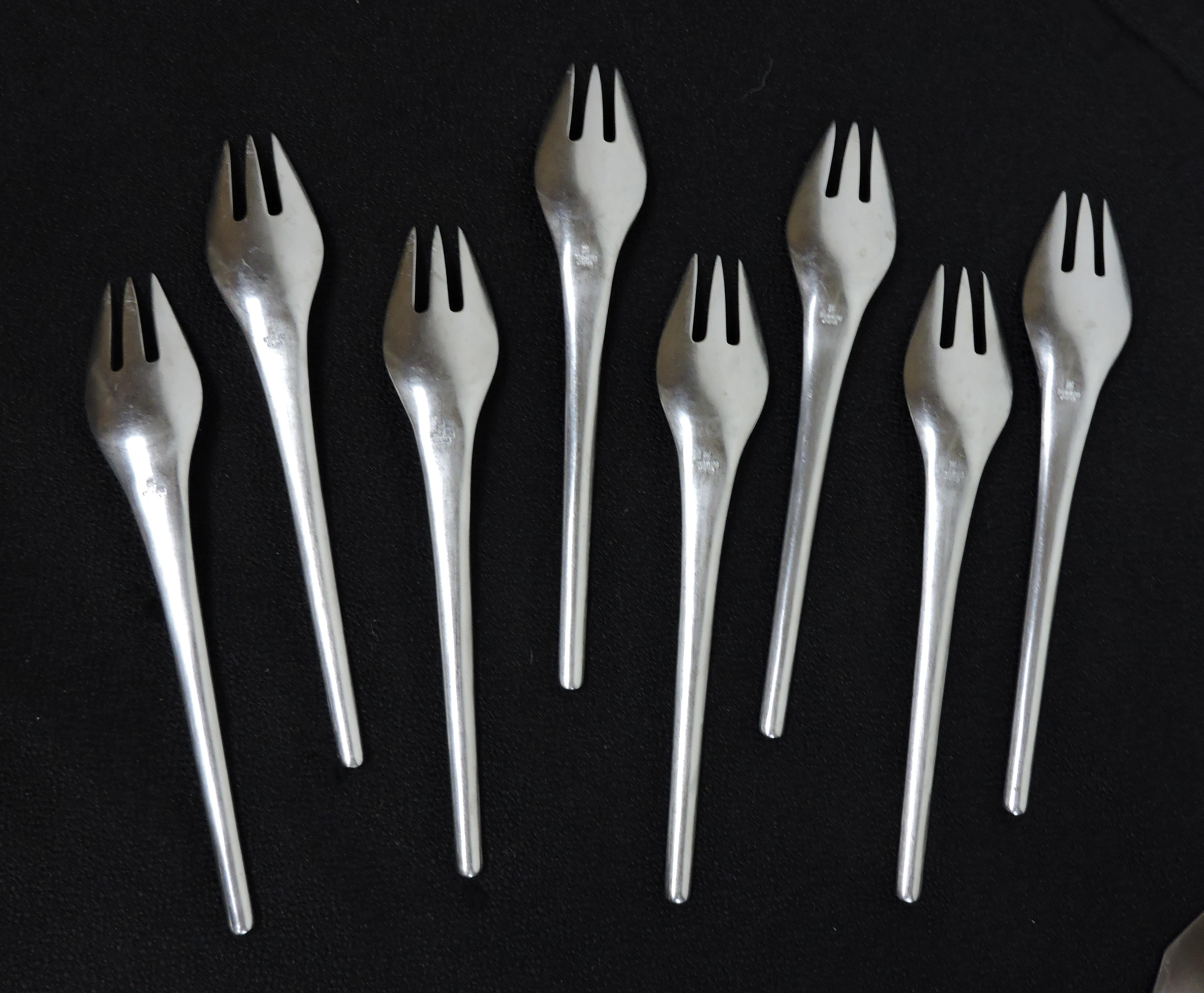 Service for 8 Stanley Roberts Contempra Mid Century Modern Stainless Flatware 1