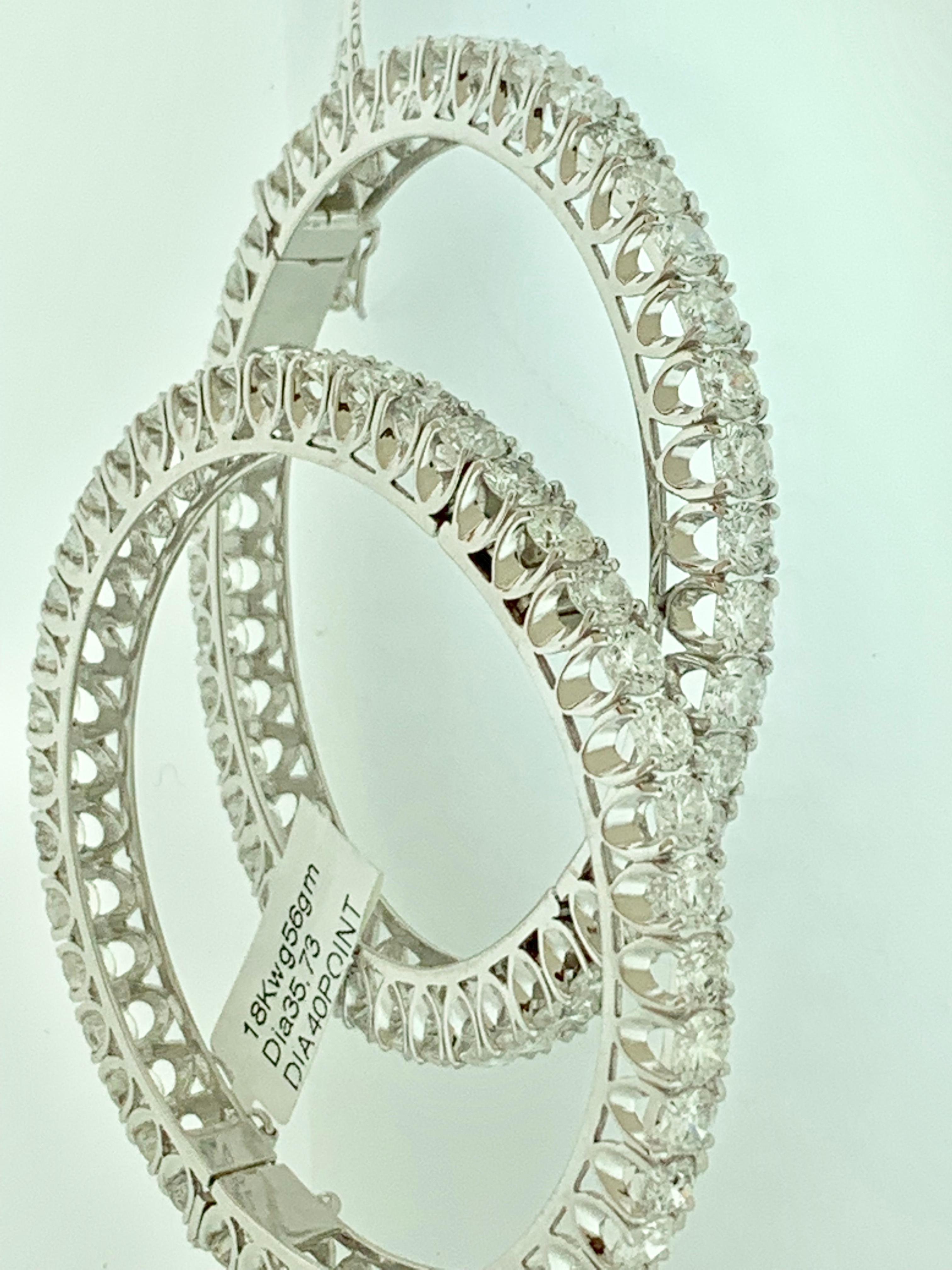 40 Pointer Each, 36 Ct Single line Eternity 18 Kt Gold and Diamond Bangle, Pair In Excellent Condition In New York, NY