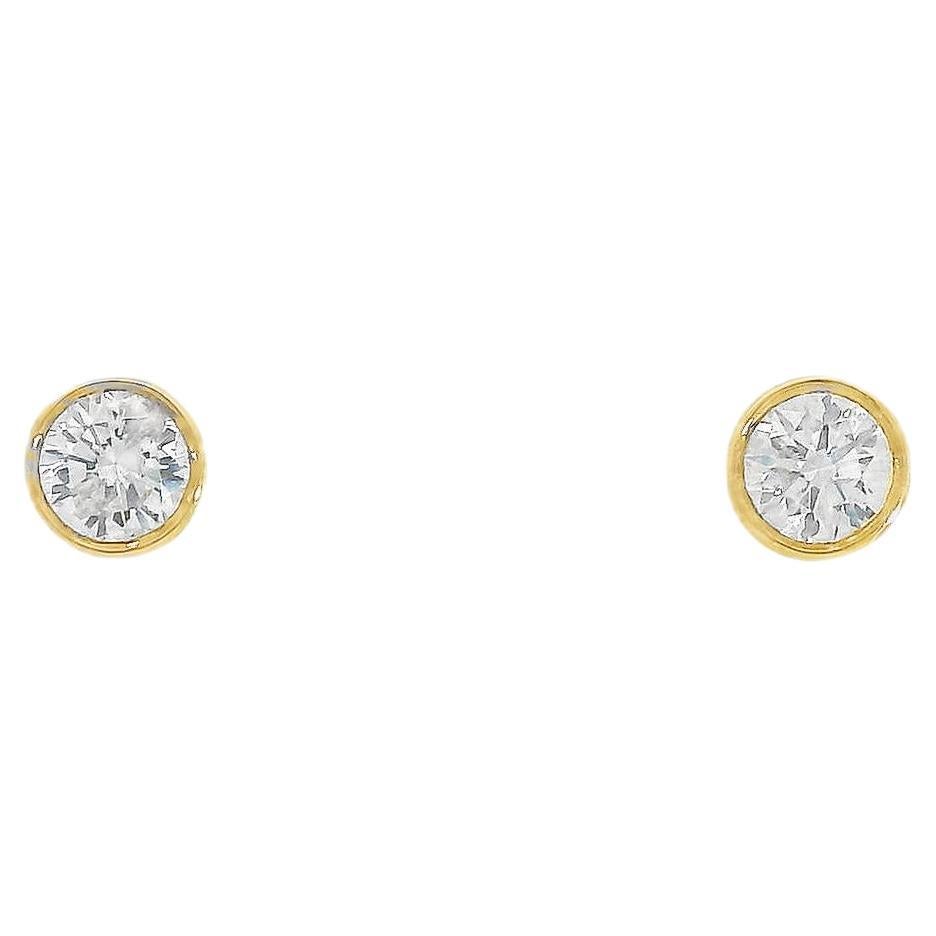 40 pointer Solitaire Diamond Bezel Set Studs in 18K Yellow Gold