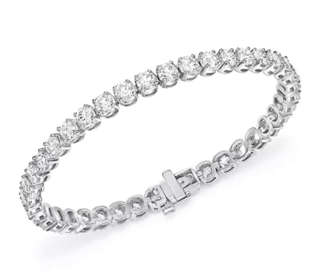 40 Round Diamond 25 Pointer Each Tennis Bracelet in 14 Karat Gold 10 Carat 7 