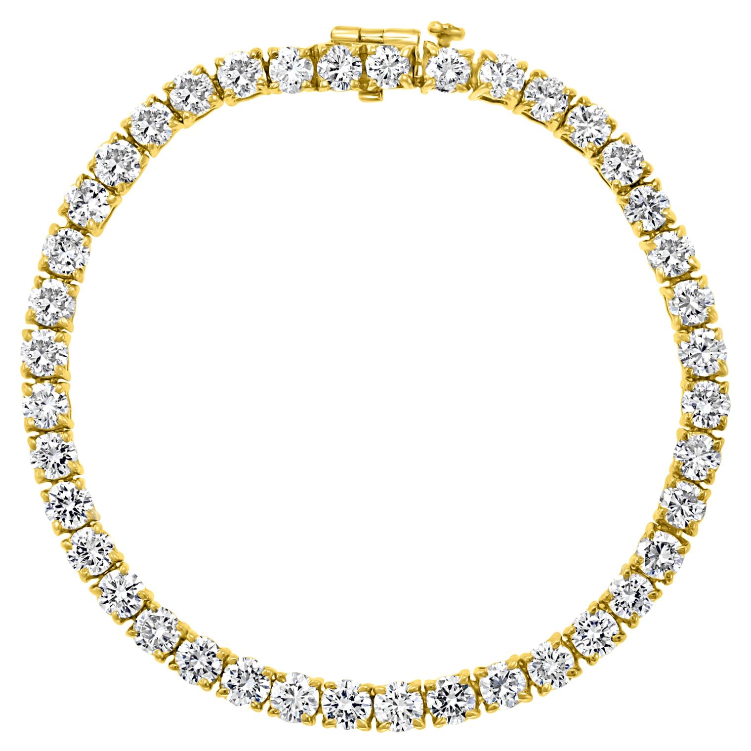 40 Round Diamond 25 Pointer Each Tennis Bracelet in 18 Karat Gold 10 Carat, Best