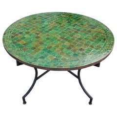Round Moroccan Mosaic Table, Tamegroute Green