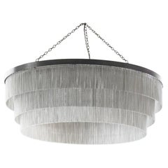 Contemporary 48" Flat Nickel Chandelier with Silver Chain by Tigermoth Lighting