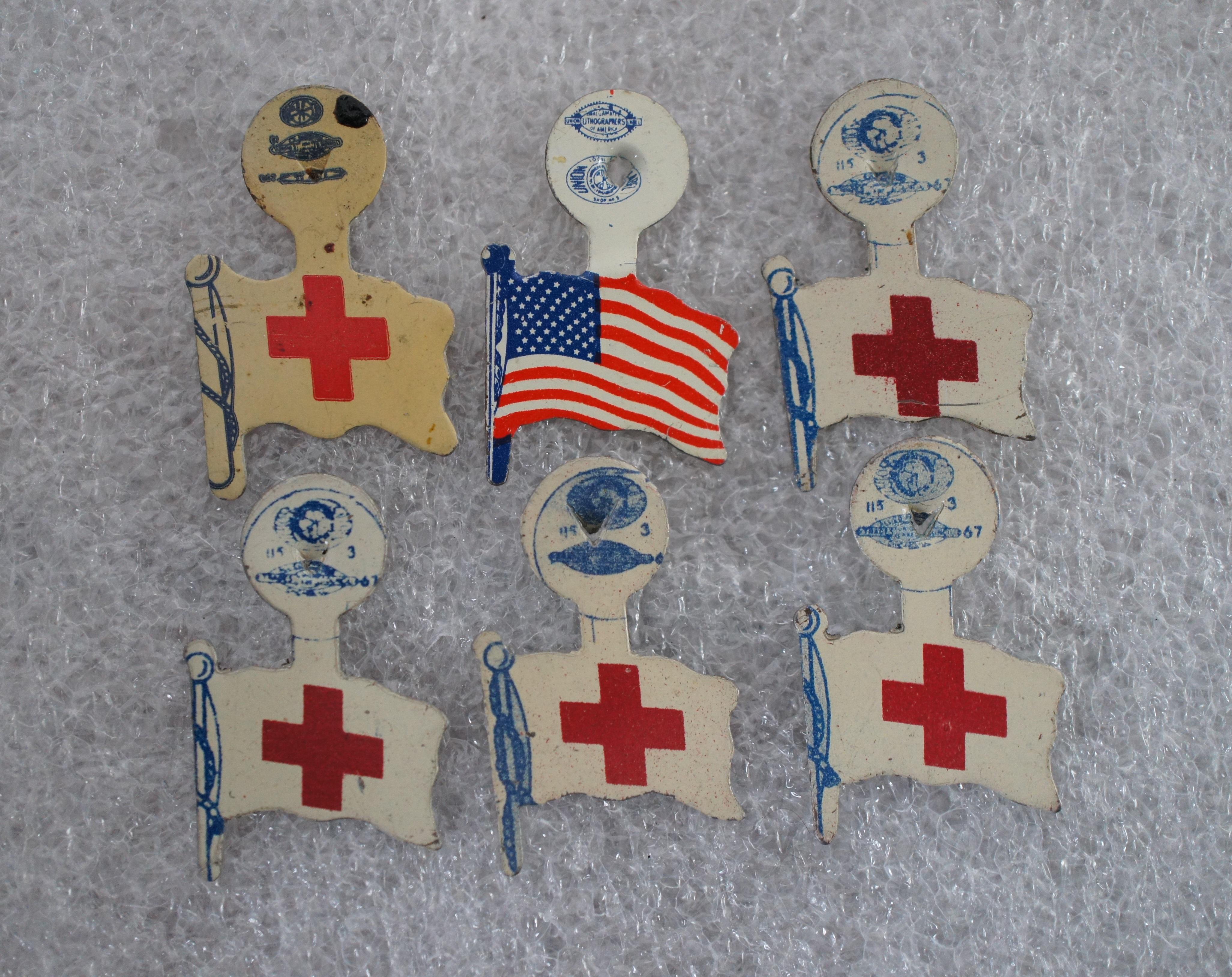 American Classical 40 Wwi & Wwii First Aid Pins Tabs Red Cross Blood Donation Liberty Bond