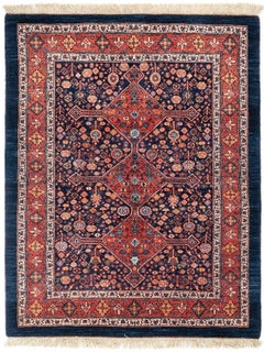 Antiker türkischer Qashqai-Stammes-Teppich aus handgeknüpfter Wolle, 122 cm x 155 cm
