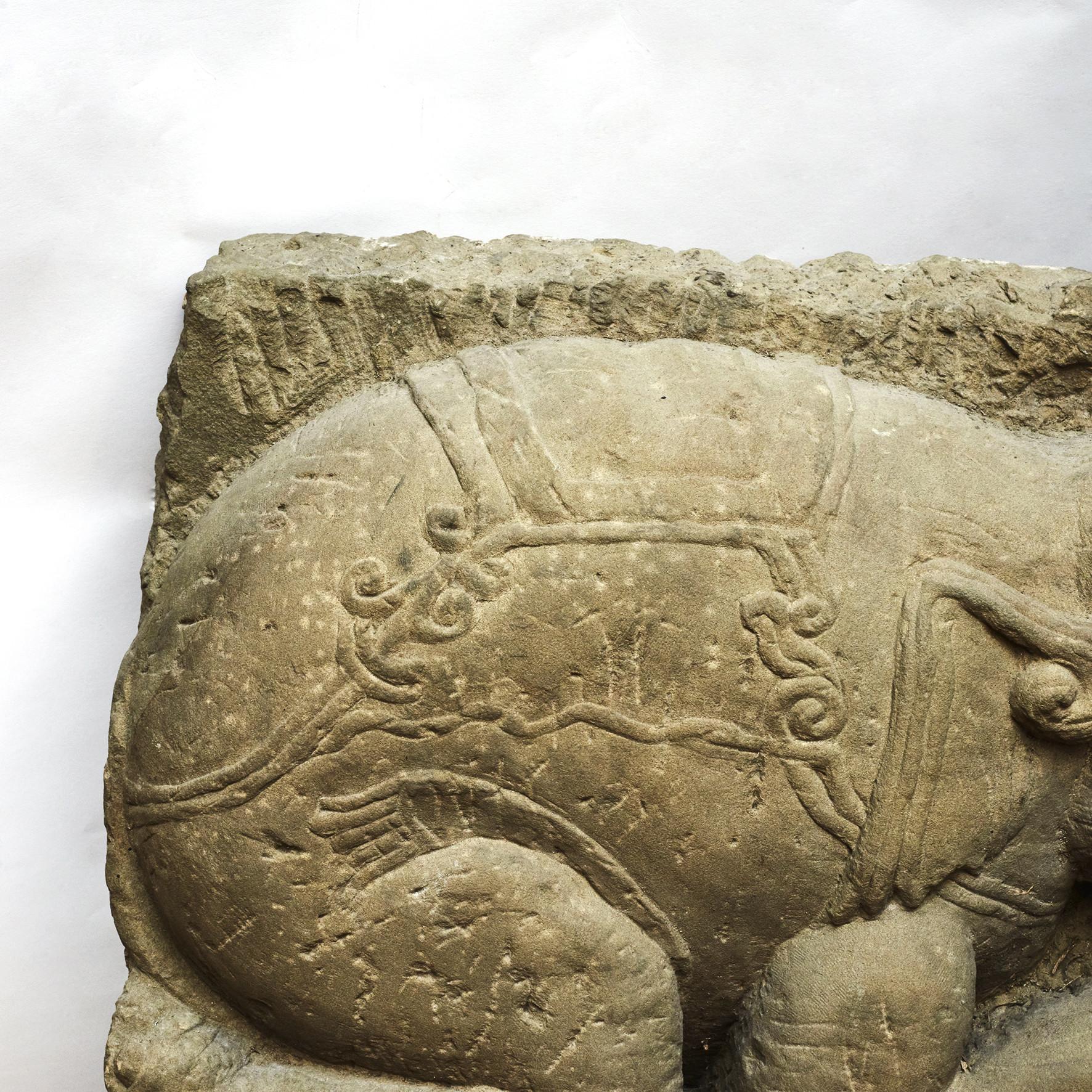 400-500 Old Burmese Sandstone Elephant Sculpture For Sale 3