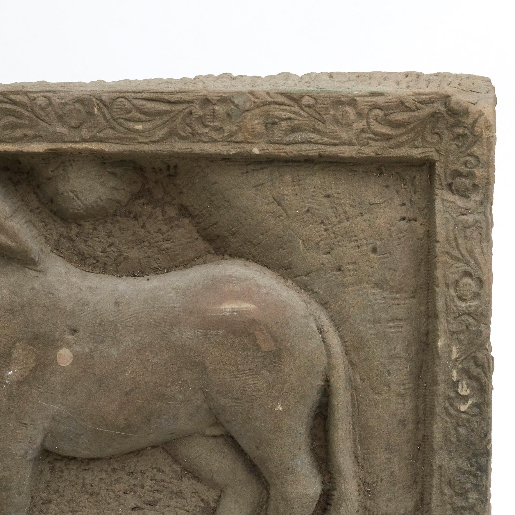 18th Century and Earlier 400 - 600 Year Old Burmese Carved Sandstone Calf Sculpture For Sale