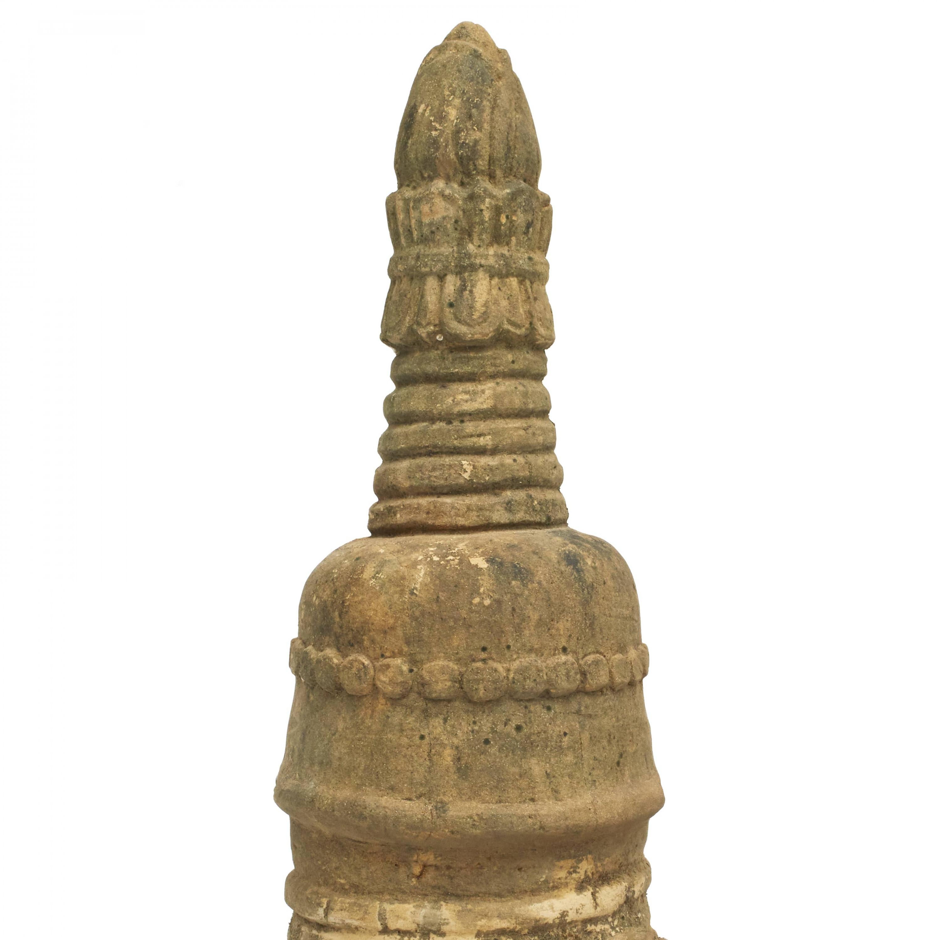400-600 Year Old Burmese Sandstone Stupa Pagoda Sculpture In Good Condition For Sale In Kastrup, DK