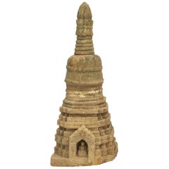 400-600 Year Old Burmese Sandstone Stupa Pagoda Sculpture