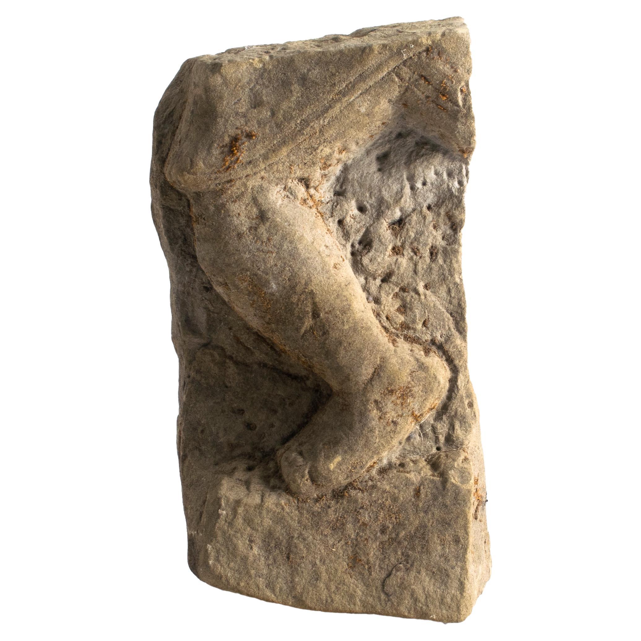 400-600 Years Old Sandstone Sculpture Leg Fragment