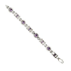 4.00 Carat Amethyst White Gold Byzantine Link Bracelet