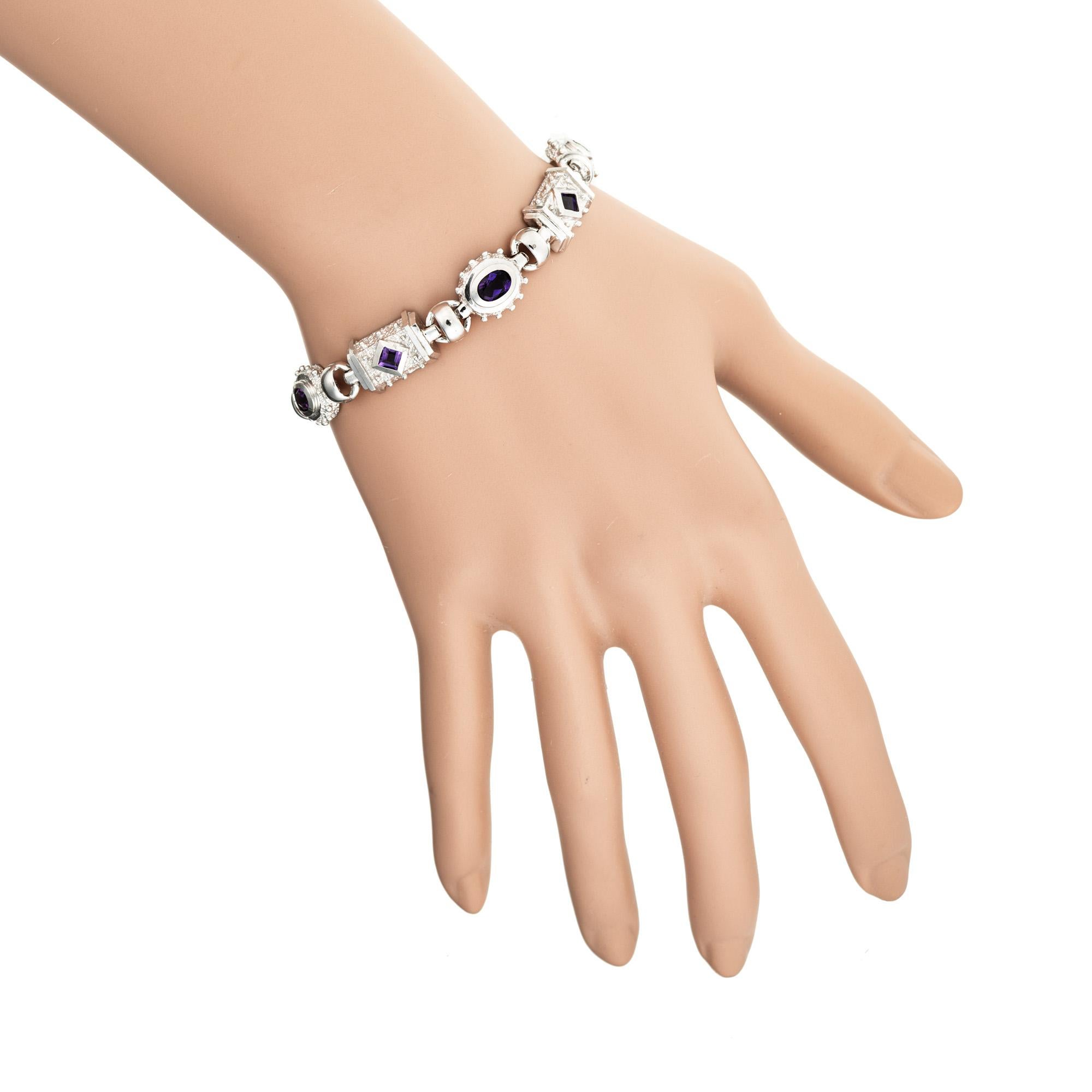 4.00 Carat Amethyst White Gold Byzantine Link Bracelet in vendita 1