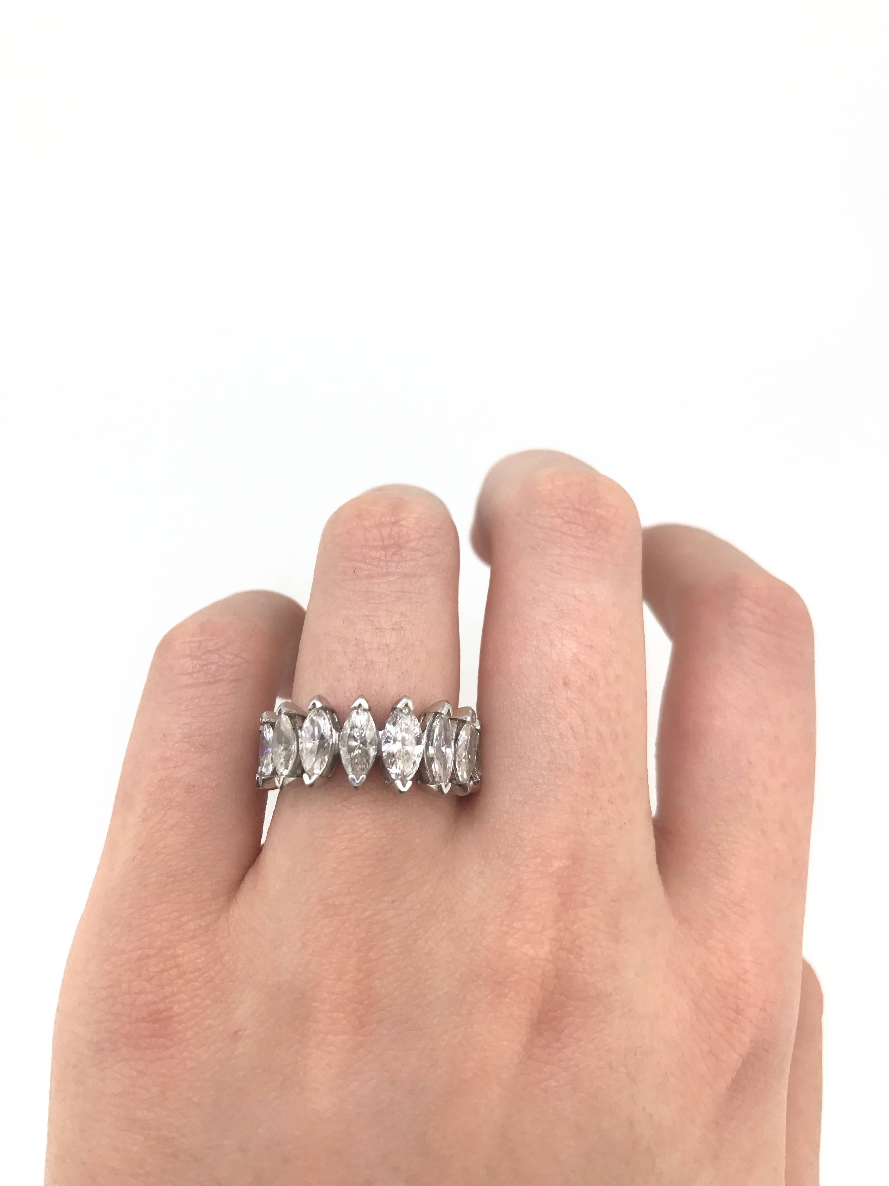 4.00 Carat Art Deco Inspired 21 Graduated Marquise Diamond Eternity Band In Excellent Condition In Melbourne, AU