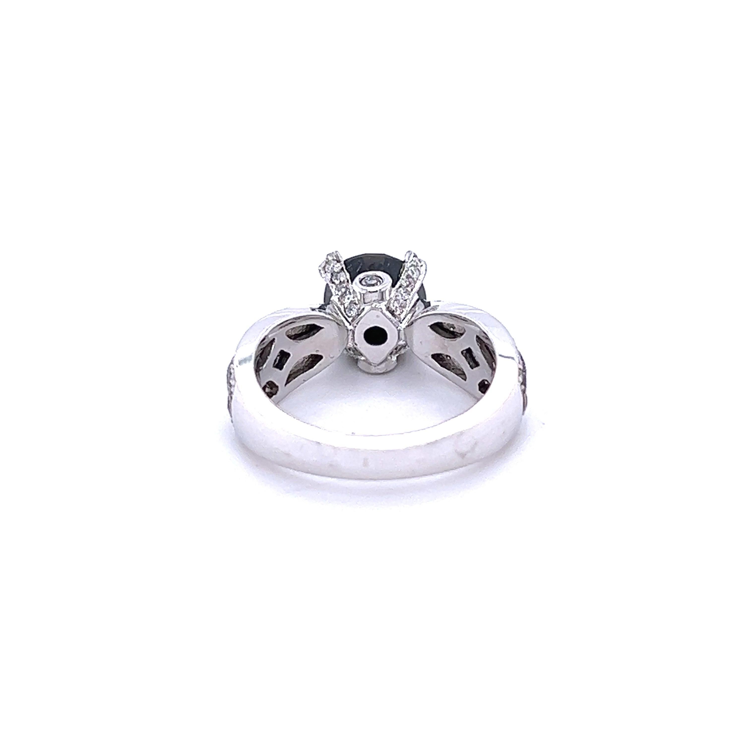 Contemporary 4.00 Carat Black White Diamond White Gold Engagement Ring For Sale