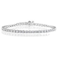 Bracelet tennis en or blanc 14 carats avec diamants ronds taille brillant de 4,00 carats