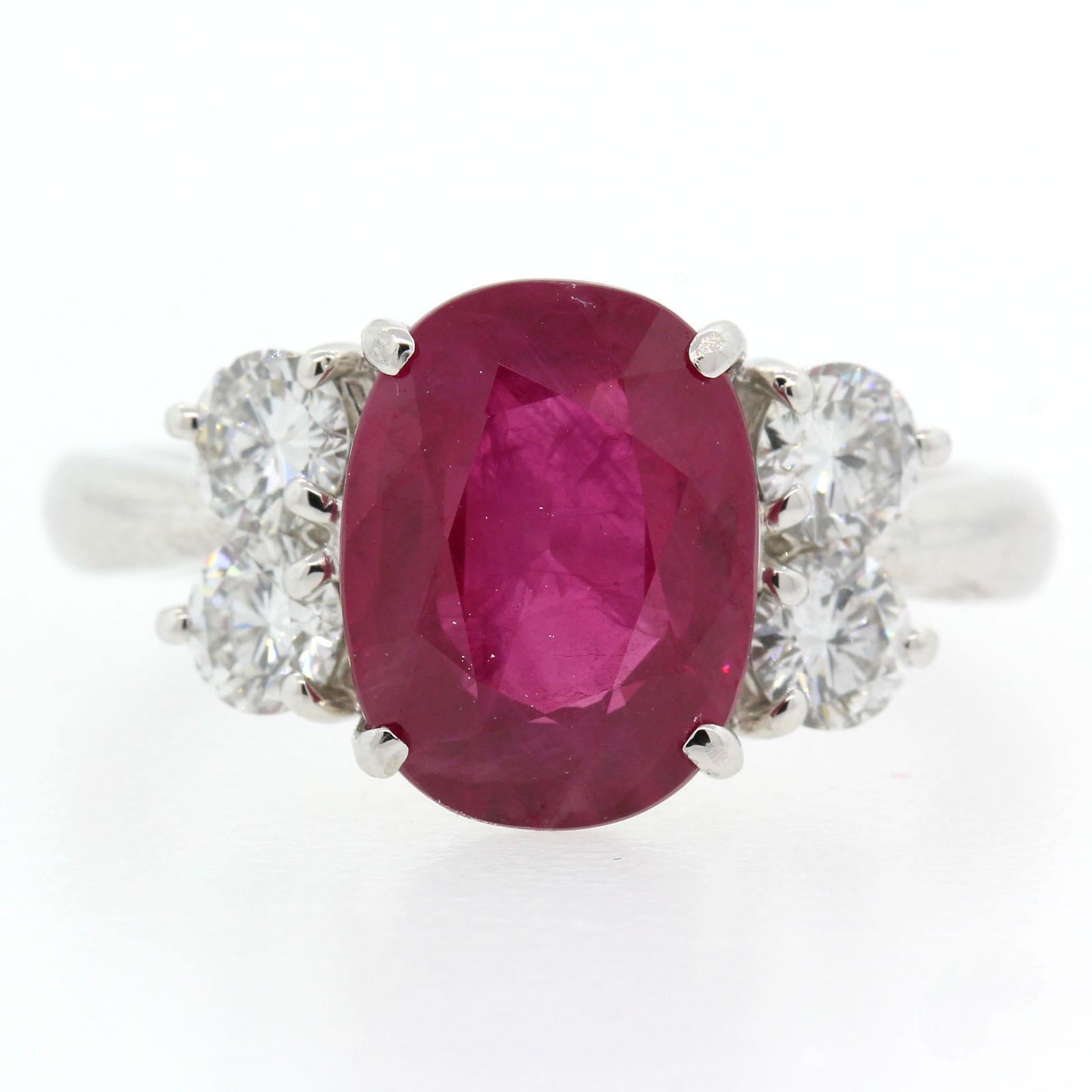 4.00 Carat Burma Ruby & Diamond Ring For Sale 2