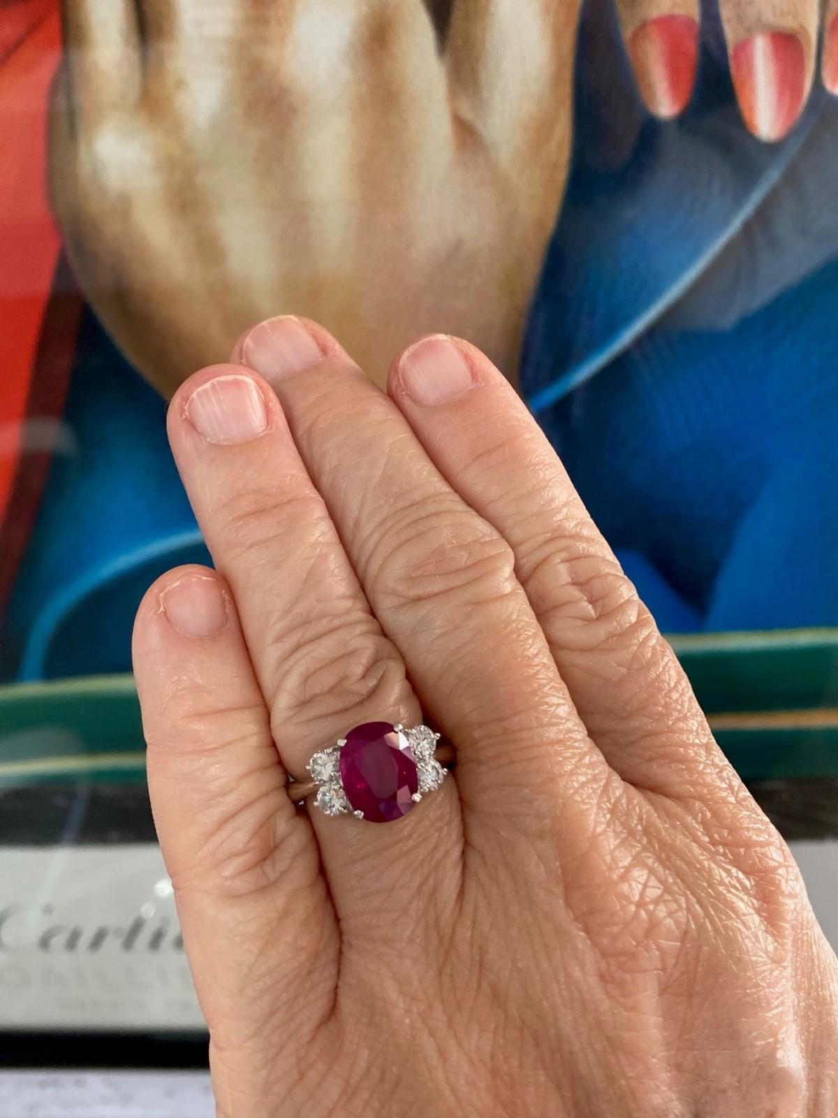 4.00 Carat Burma Ruby & Diamond Ring For Sale 5