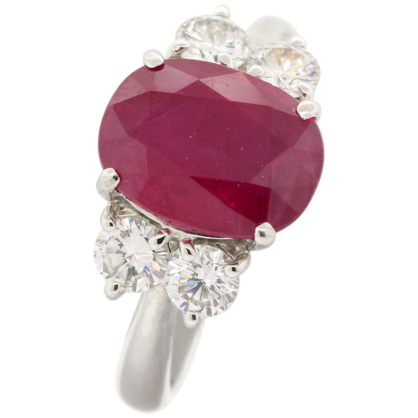 4.00 Carat Burma Ruby & Diamond Ring For Sale