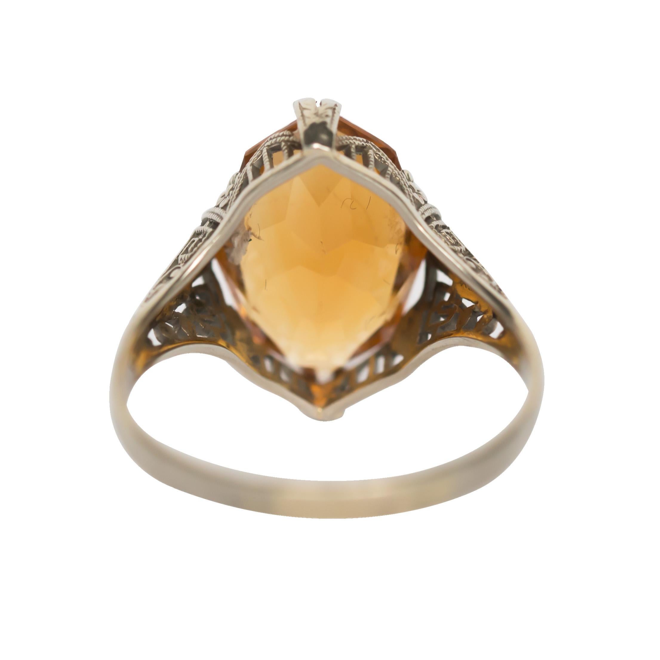 4.00 Carat Citrine White Gold Engagement Ring In Good Condition In Atlanta, GA