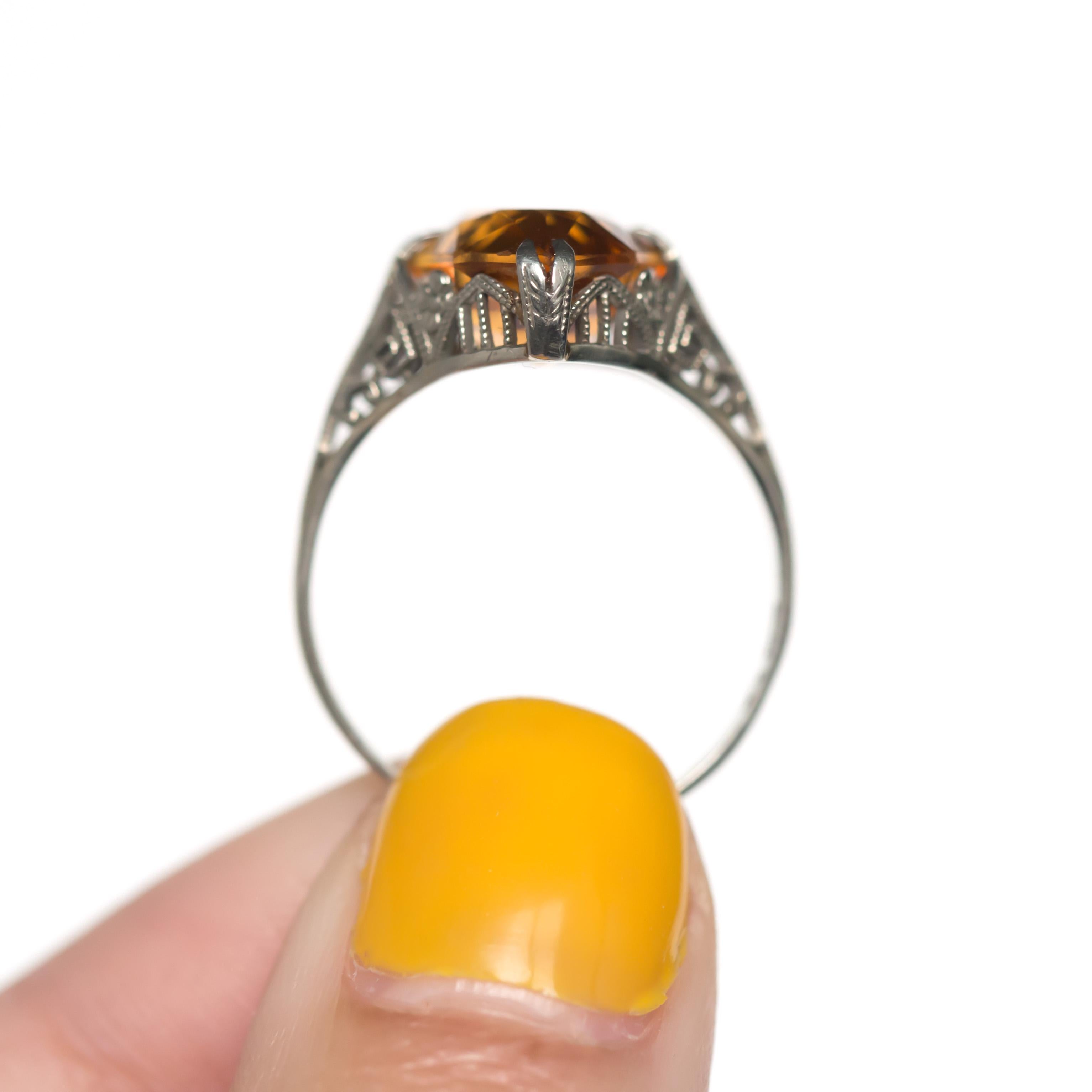 Women's or Men's 4.00 Carat Citrine White Gold Engagement Ring