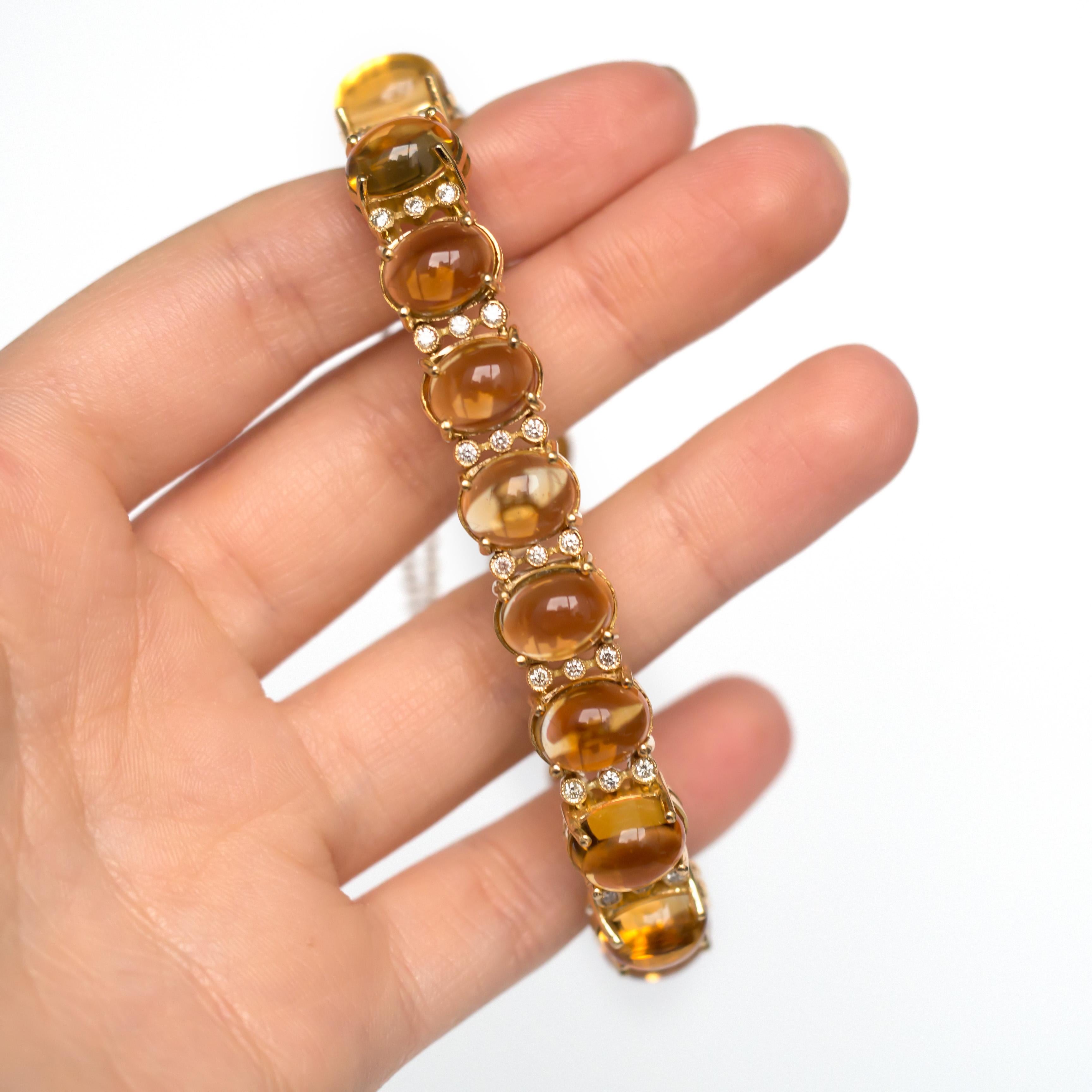 Women's or Men's 40.0 Carat Citrine Yellow Gold Bracelet