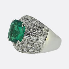 4.00 Carat Colombian Emerald and Diamond Bombe Ring