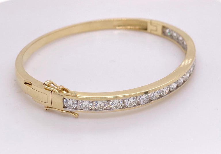 4.00 Carat Diamond Channel Set Bangle in Yellow Gold For Sale at ...