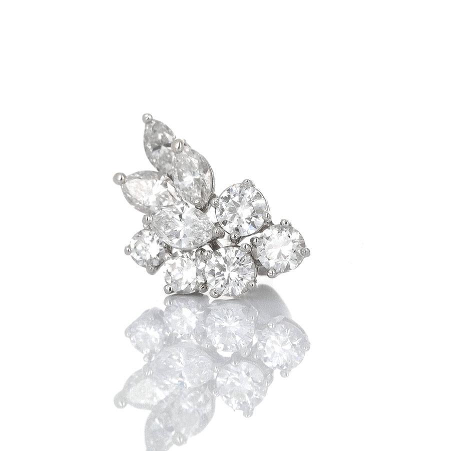 Modern 4.00 Carat Diamond Cluster Earrings