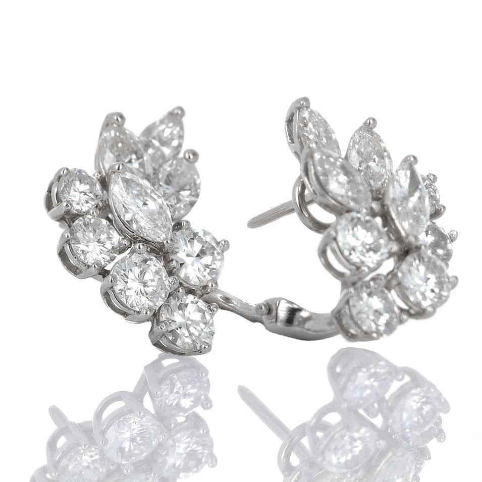 Marquise Cut 4.00 Carat Diamond Cluster Earrings