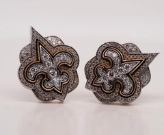 4.00 Carat Diamond Fleur-de-lis 14 Karat White Gold Cufflinks