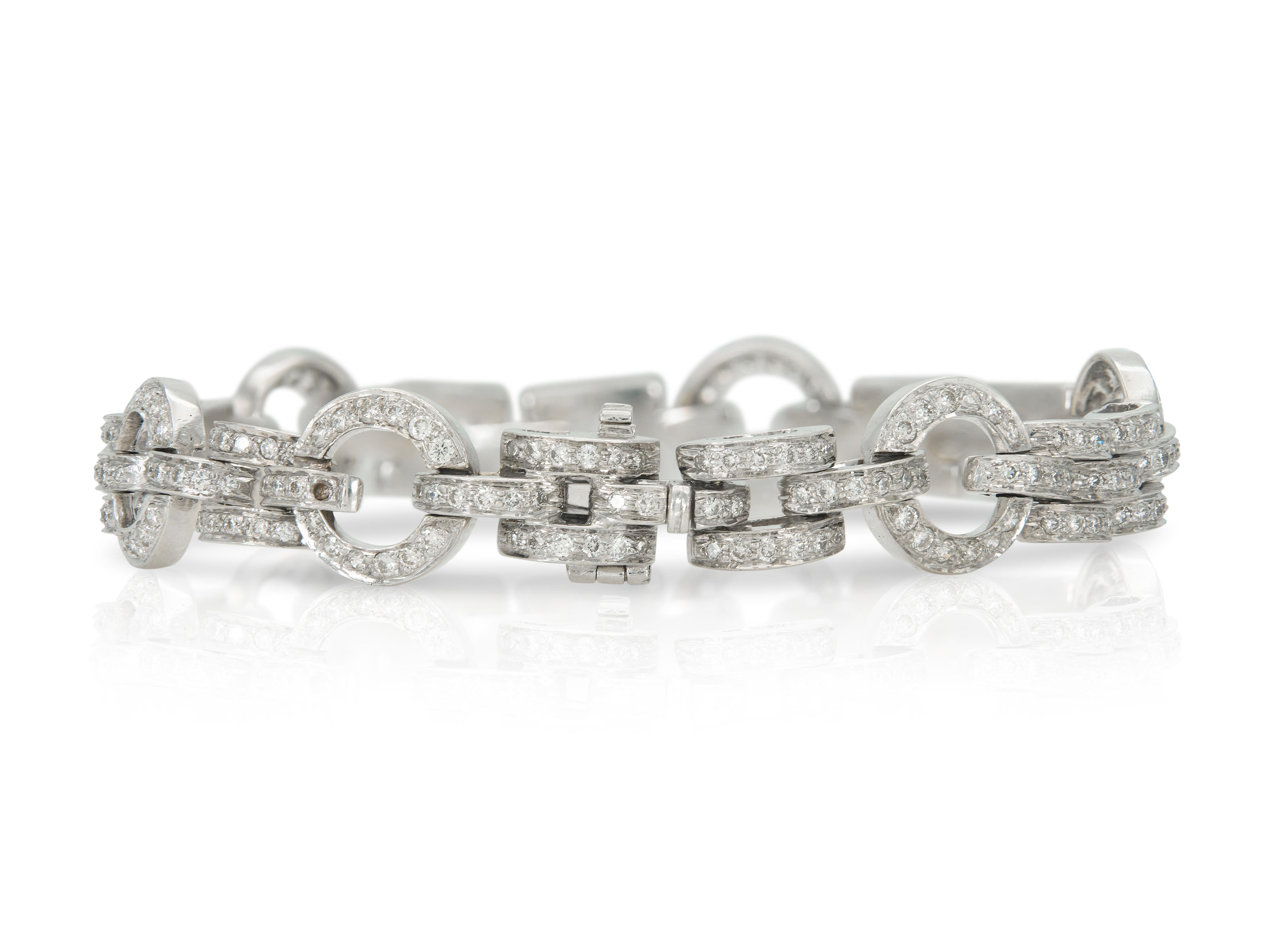 Round Cut 4.00 Carat Diamond Link Bracelet For Sale