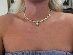 4,00 Karat Diamant Maile-Blatt-Kragen-Halskette mit Marquise-Diamant-Anhänger 18K Gold