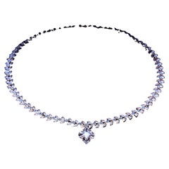 4.00 Carat Diamond Maile Leaf Collar Necklace Marquise Diamond Pendant 18K Gold