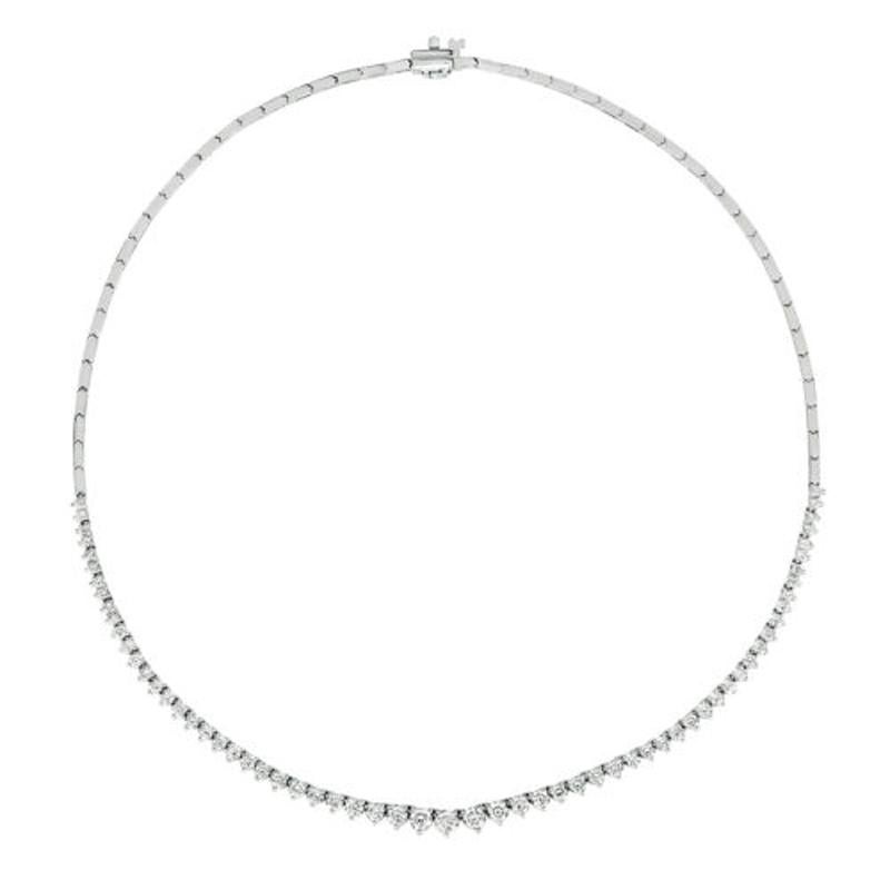 Modern 4.00 Carat Diamond Necklace G SI 14K White Gold 100% Natural Diamonds For Sale