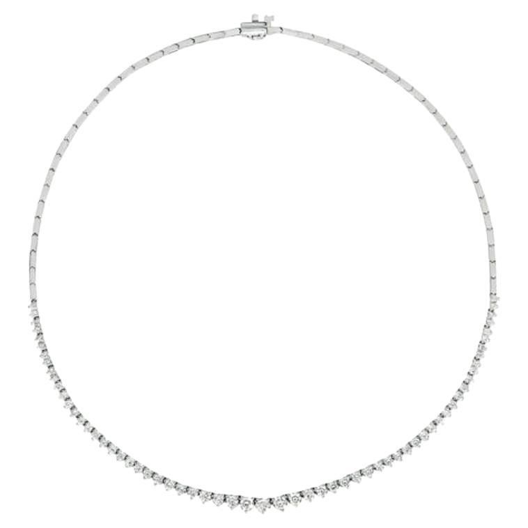 4,00 Karat Diamant-Halskette G SI 14K Weißgold 100 % natürliche Diamanten im Angebot