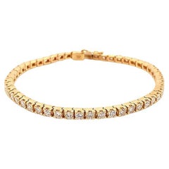 4.00 Carat Diamond Tennis Bracelet 14K Yellow Gold Round Diamonds F-G, SI1