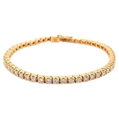 Bracelet tennis en or jaune 14 carats avec diamants ronds de 4,00 carats F-G, SI1